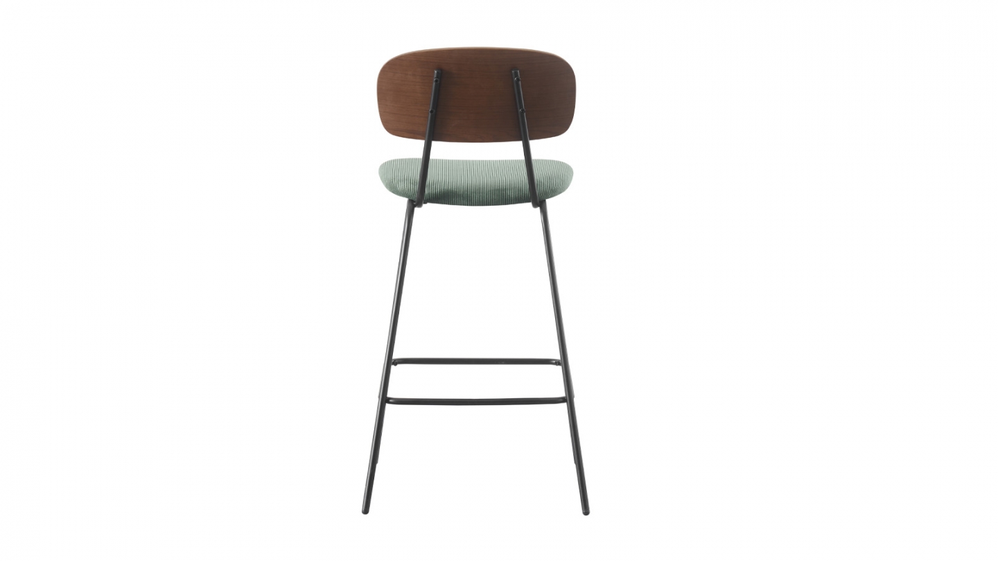 Lot de 2 tabourets de bar en velours côtelé vert kaki - Dany