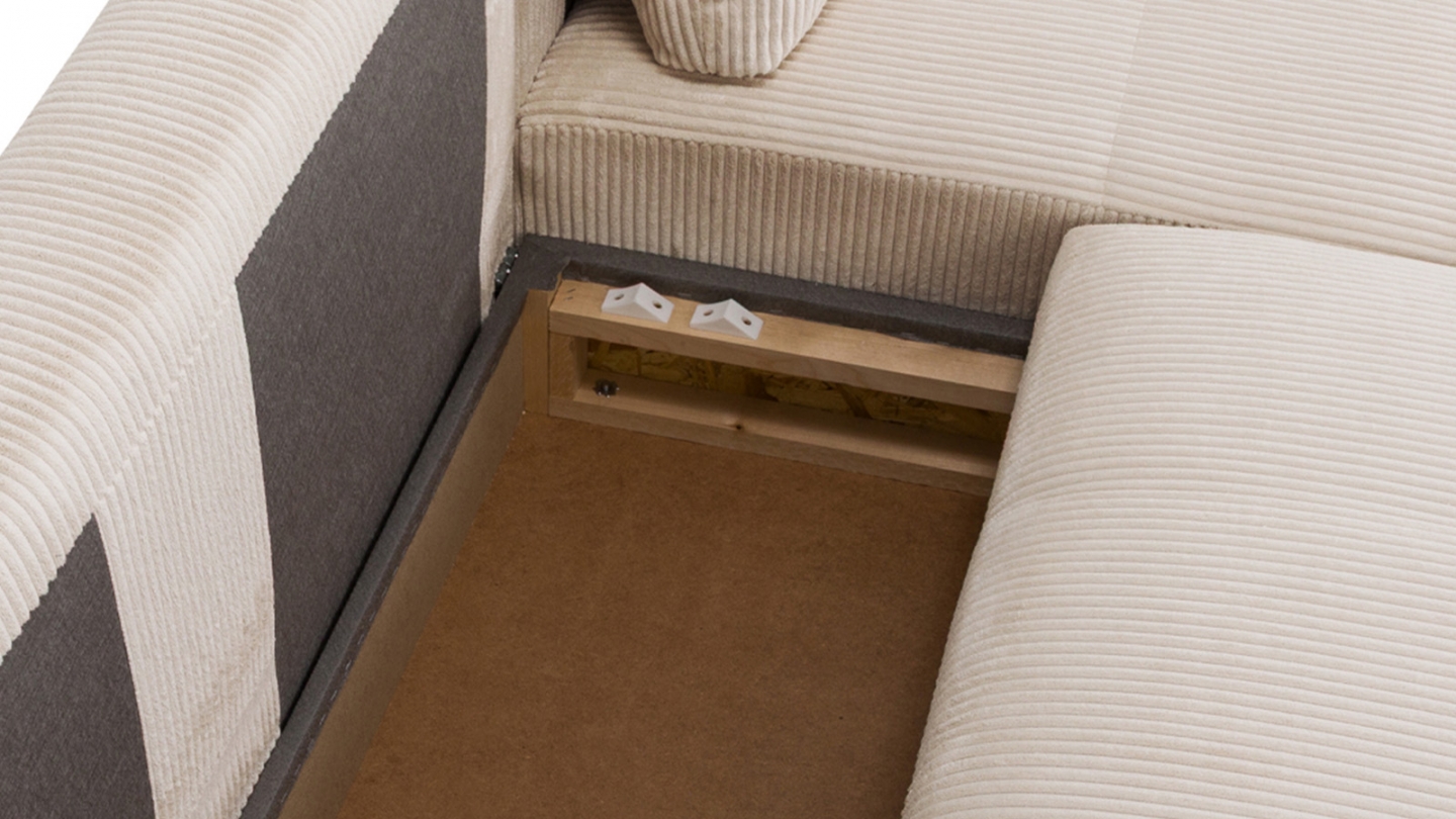 Canapé d'angle convertible réversible 3/4 places en velours côtelé beige - Alva