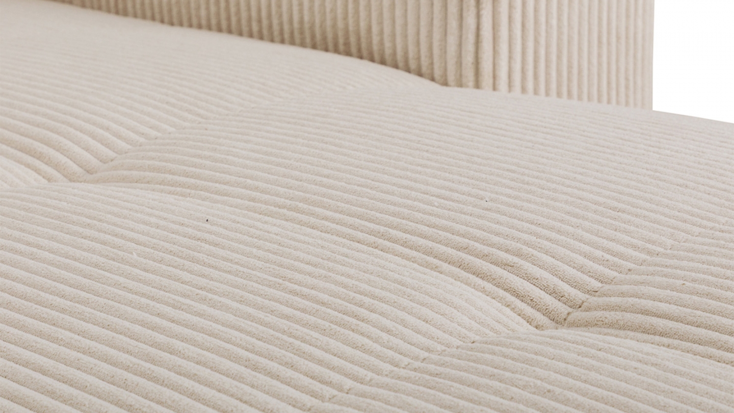 Canapé d'angle convertible réversible 3/4 places en velours côtelé beige - Alva