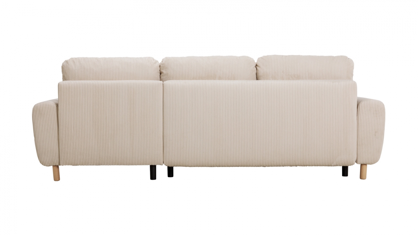 Canapé d'angle convertible réversible 3/4 places en velours côtelé beige - Alva