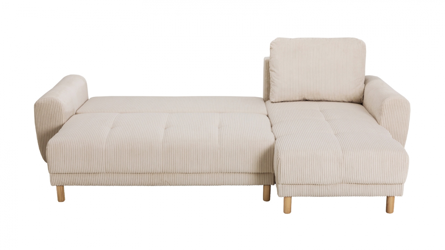 Canapé d'angle convertible réversible 3/4 places en velours côtelé beige - Alva