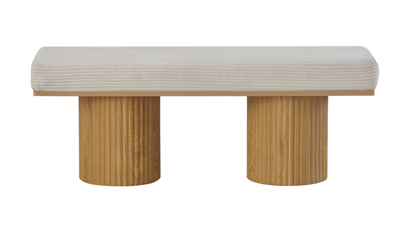 Banc en velours côtelé beige - Mahe