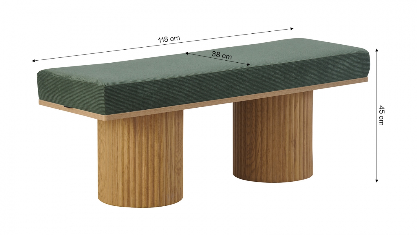 Banc en velours côtelé vert kaki - Mahe