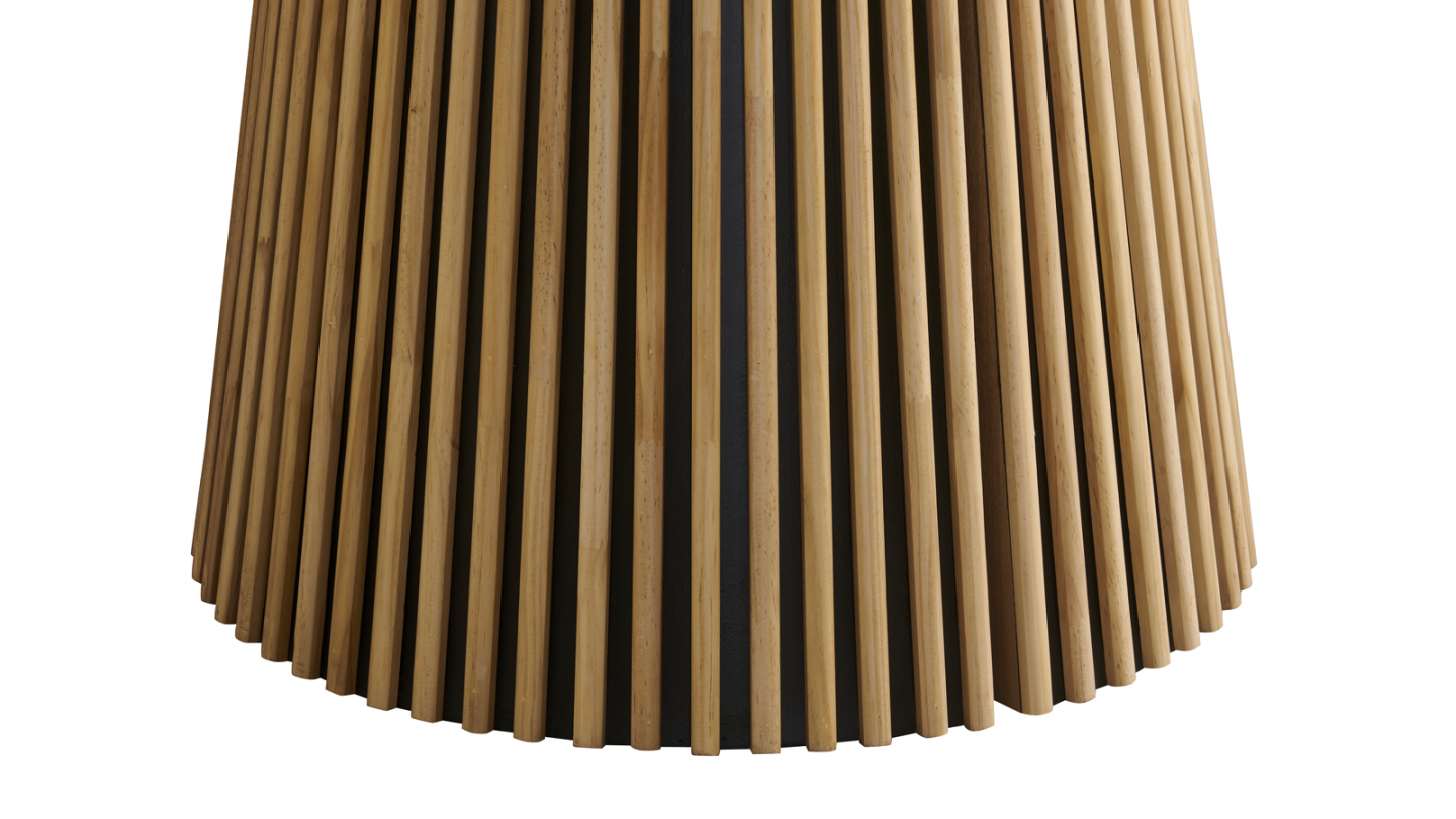 Table à manger ronde extensible plateau en céramique effet marbre et piètement bois clair 4 à 8 pers. 120/200 cm - Ada