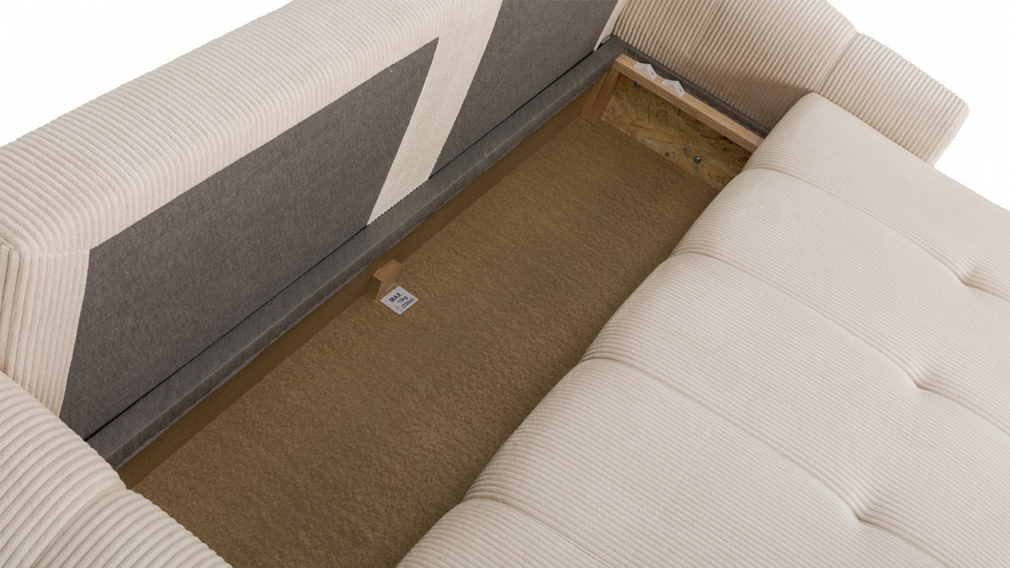 Canapé convertible 3 places en velours côtelé beige - Carla