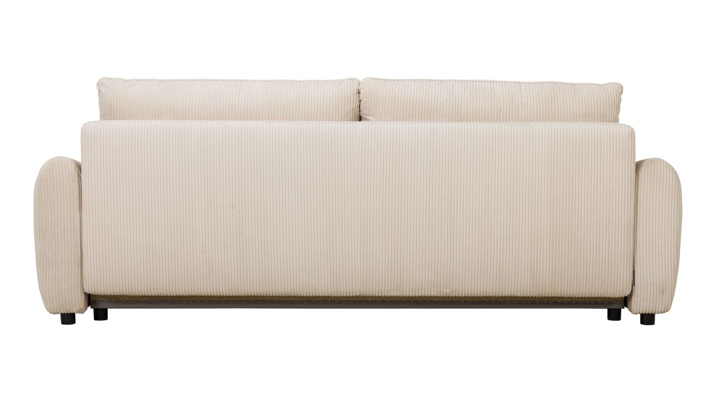 Canapé convertible 3 places en velours côtelé beige - Carla