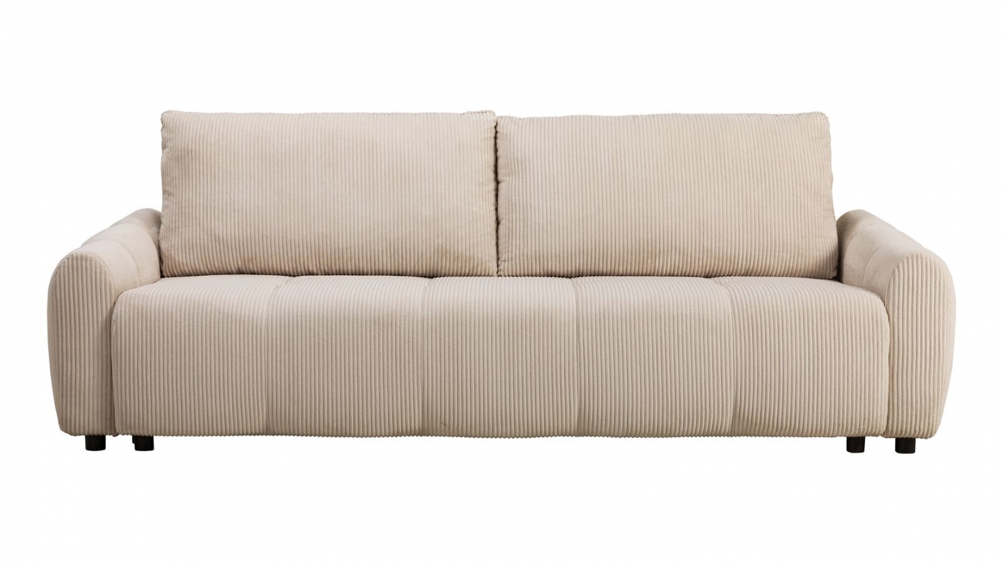 Canapé convertible 3 places en velours côtelé beige - Carla