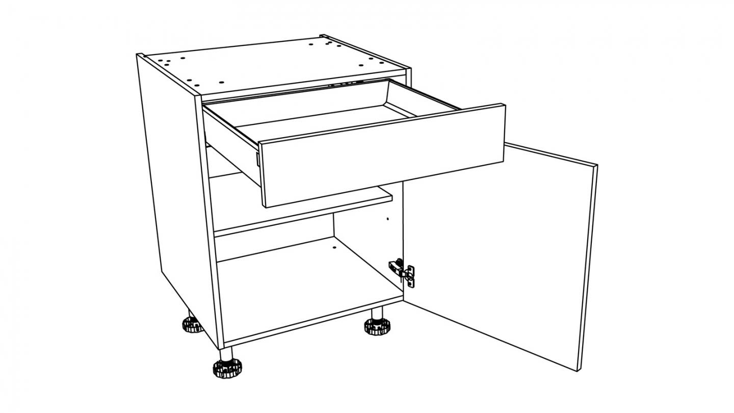 Ensemble de 6 meubles de cuisine - L. 185 cm - abricot - Luzia