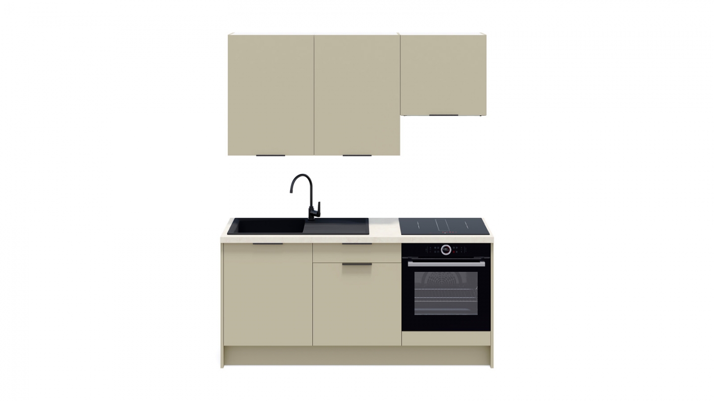 Ensemble de 6 meubles de cuisine - L. 185 cm - vert sauge - Luzia
