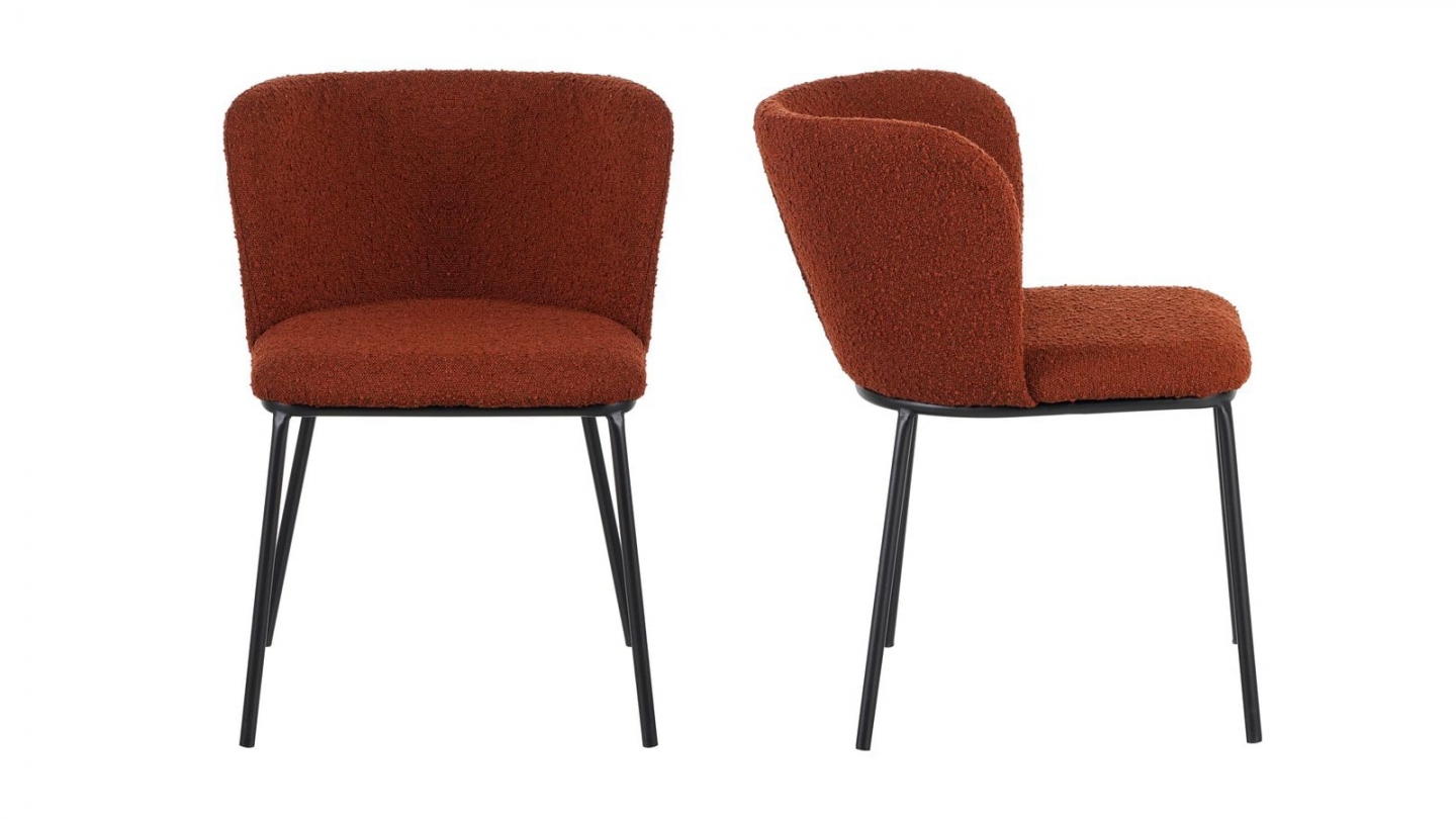 Lot de 2 chaises en tissu bouclé rouille - Toma