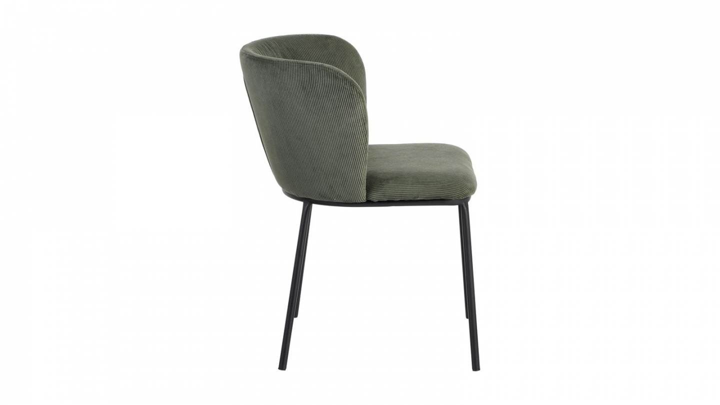 Lot de 2 chaises en velours côtelé vert kaki - Toma