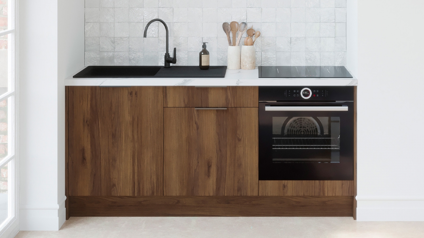 Meubles bas de cuisine - L. 185 cm - noyer brun - Sierra