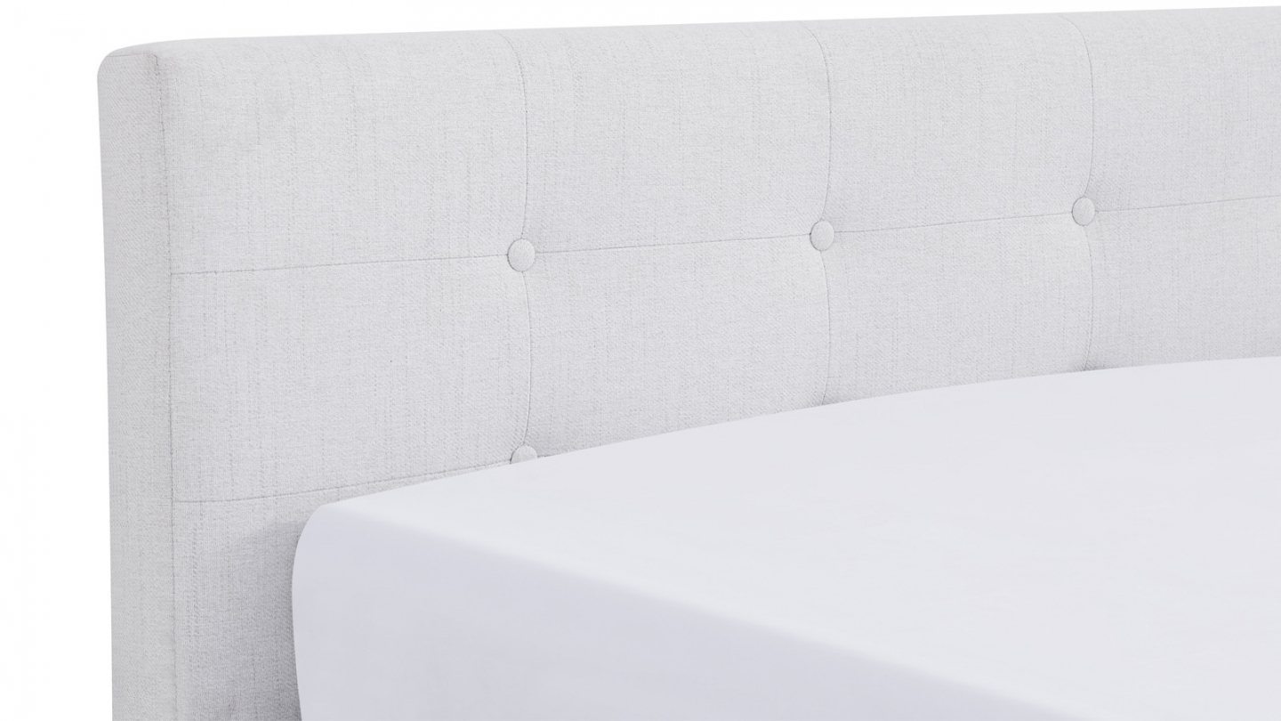 Ensemble Lit adulte 140x190cm avec tête de lit en tissu beige - Milo + Matelas mémoire de forme - Memo HR