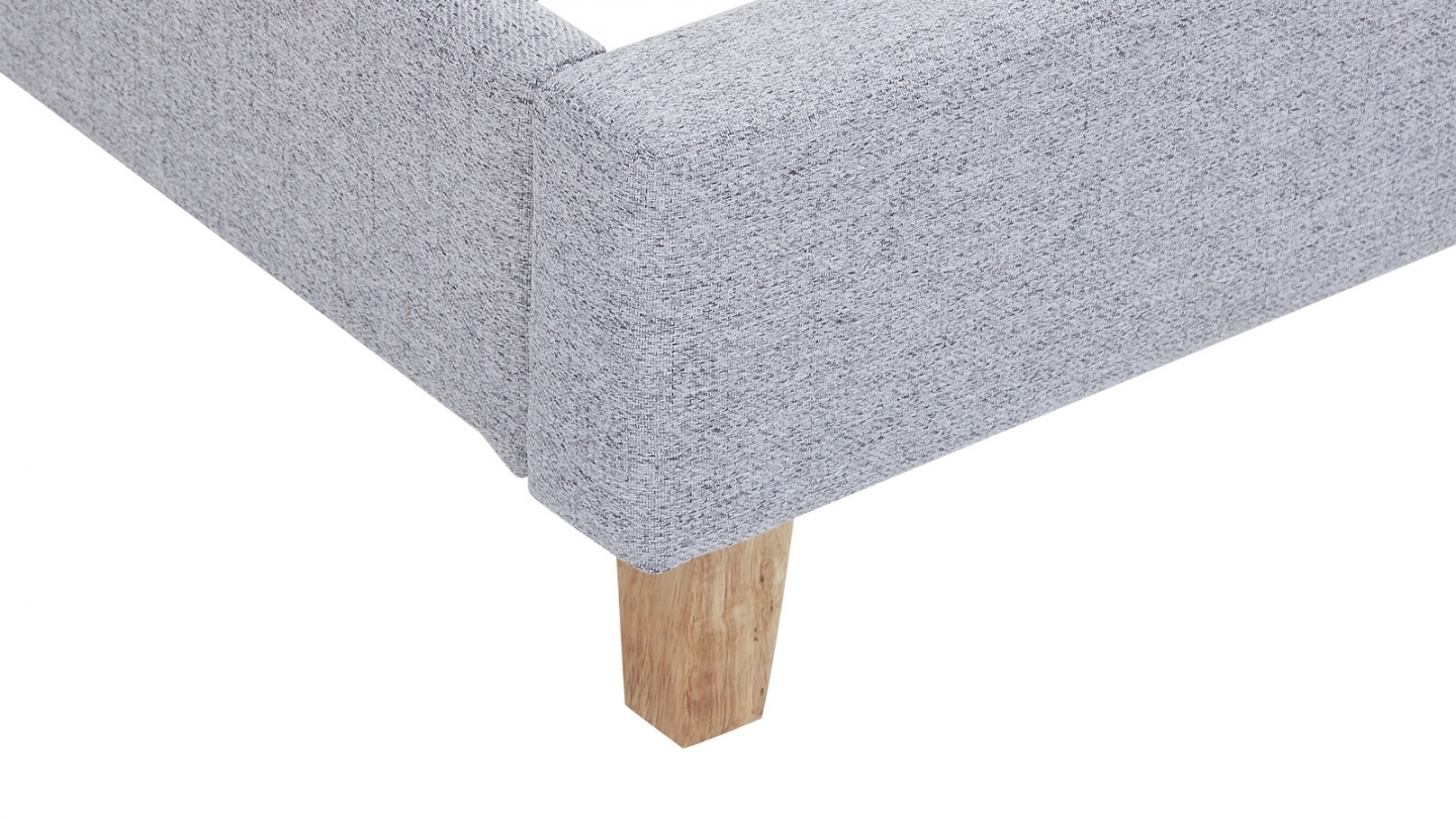 Ensemble Lit adulte 140x190cm avec tête de lit en tissu gris chiné - Milo + Matelas mémoire de forme - Memo HR