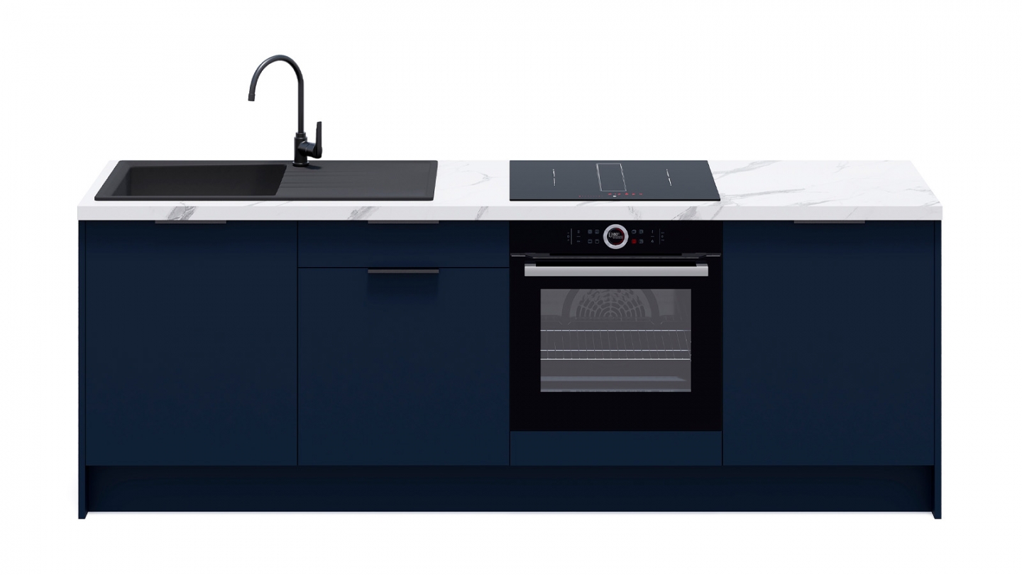 Meubles bas de cuisine - L. 245 cm - bleu marine - Luzia