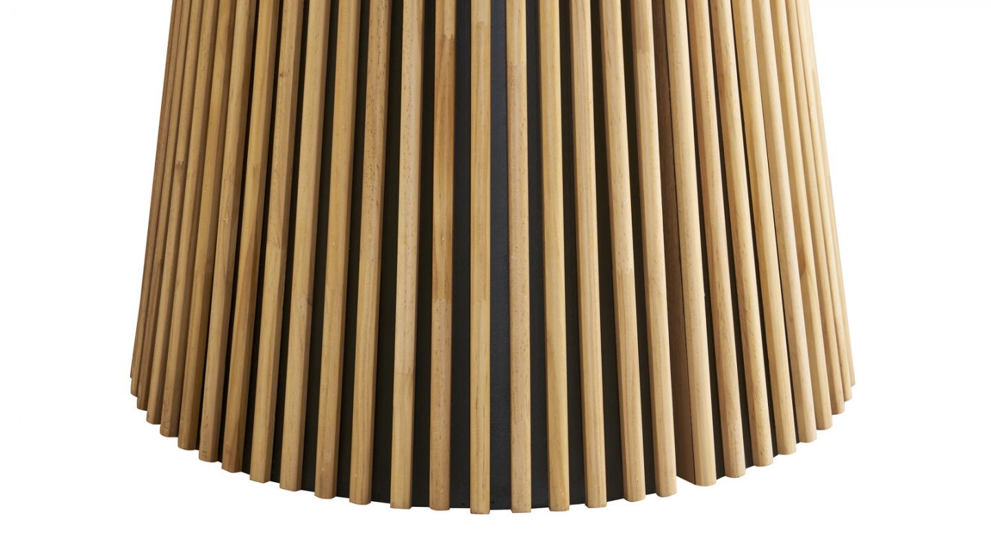 Table à manger ronde extensible plateau en céramique effet marbre et piètement bois clair 4 à 8 pers. 120/200 cm - Ada