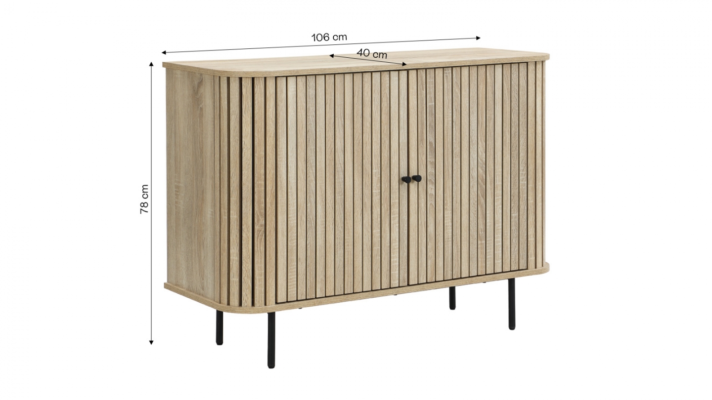 Buffet 2 portes rainurées couleur chêne L106xH78 cm - Solna Buffet 2 portes rainurées couleur chêne L106xH78 cm - Solna