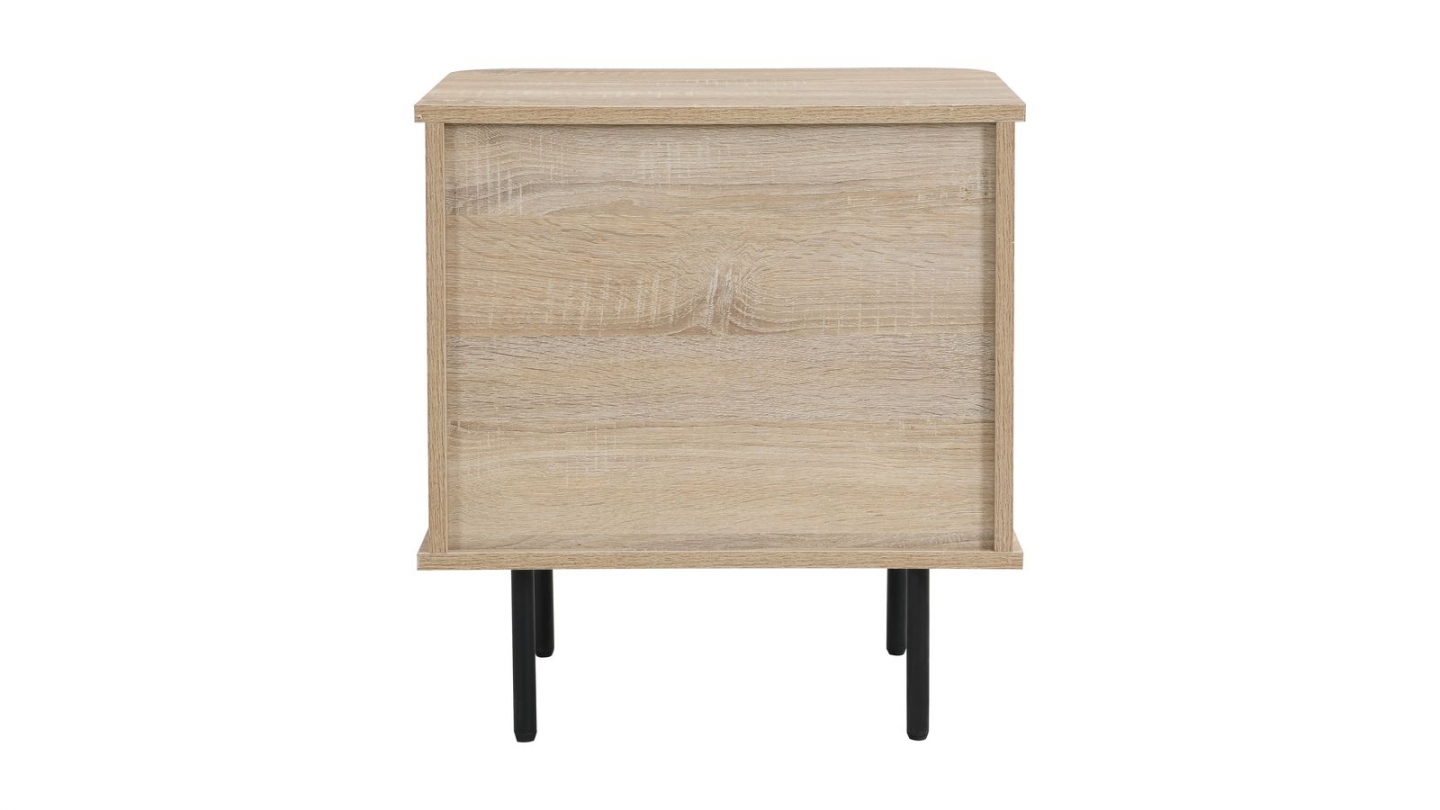Table de chevet 2 tiroirs rainurés couleur chêne L50xH55 cm - Solna
