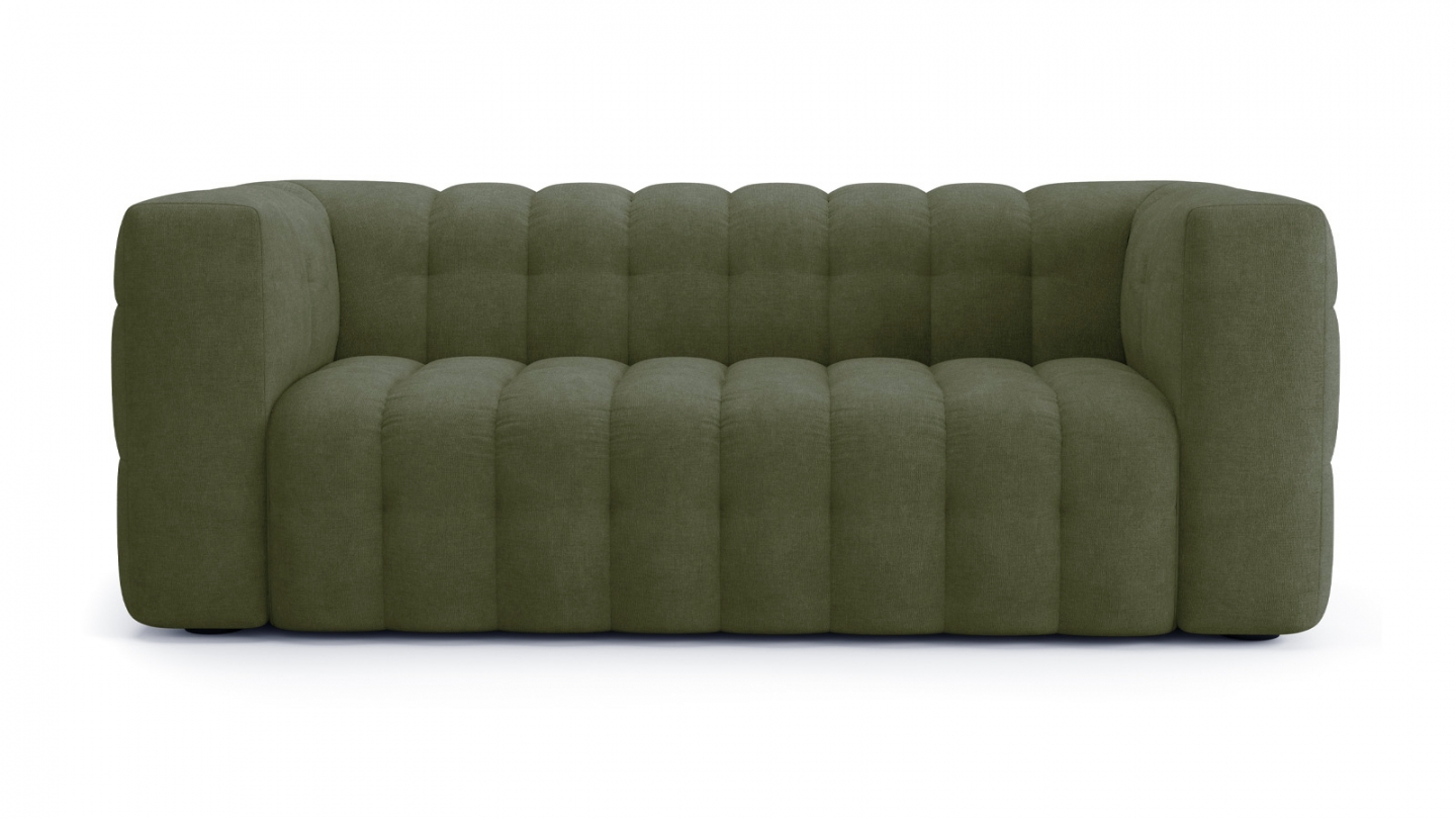 Canapé 3 places en tissu chenille vert olive - Cester