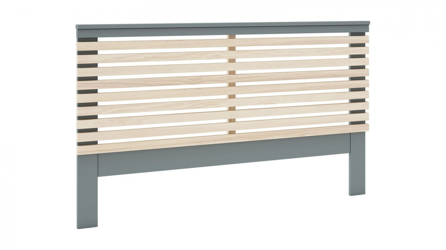 Tête de lit adulte en lattes de bois clair / vert kaki 160 cm - Lucy