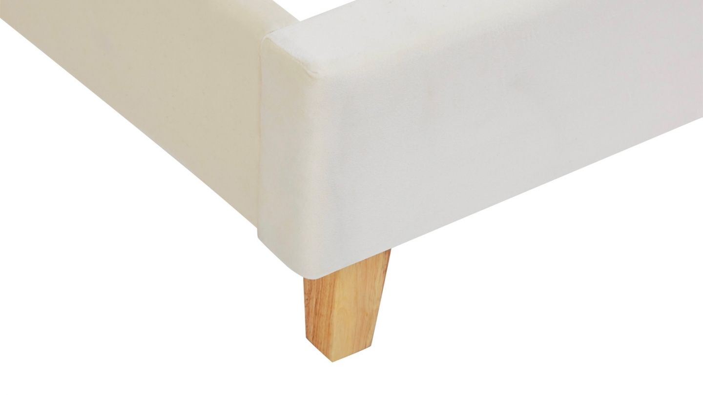 Ensemble Lit adulte 180x200cm avec tête de lit en velours beige - Milo + Matelas mémoire de forme - Dual Confort