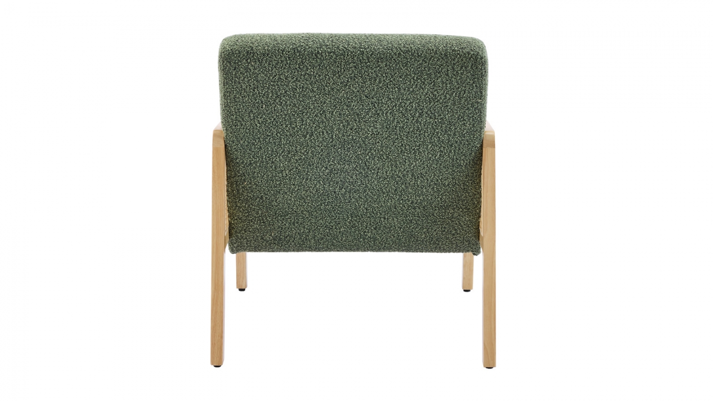 Fauteuil en cannage et tissu bouclé vert - Mani