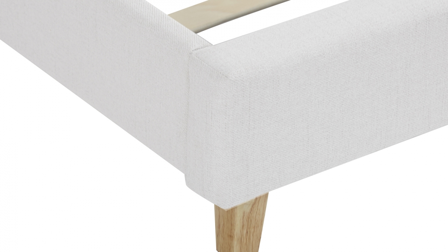 Ensemble Lit adulte 180x200cm avec tête de lit en tissu beige - Milo + Matelas ressorts ensachés - Spring Elite