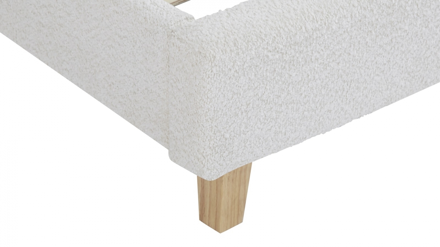 Ensemble Lit adulte 160x200cm avec tête de lit en tissu bouclé beige - Milo + Matelas ressorts ensachés - Spring Elite