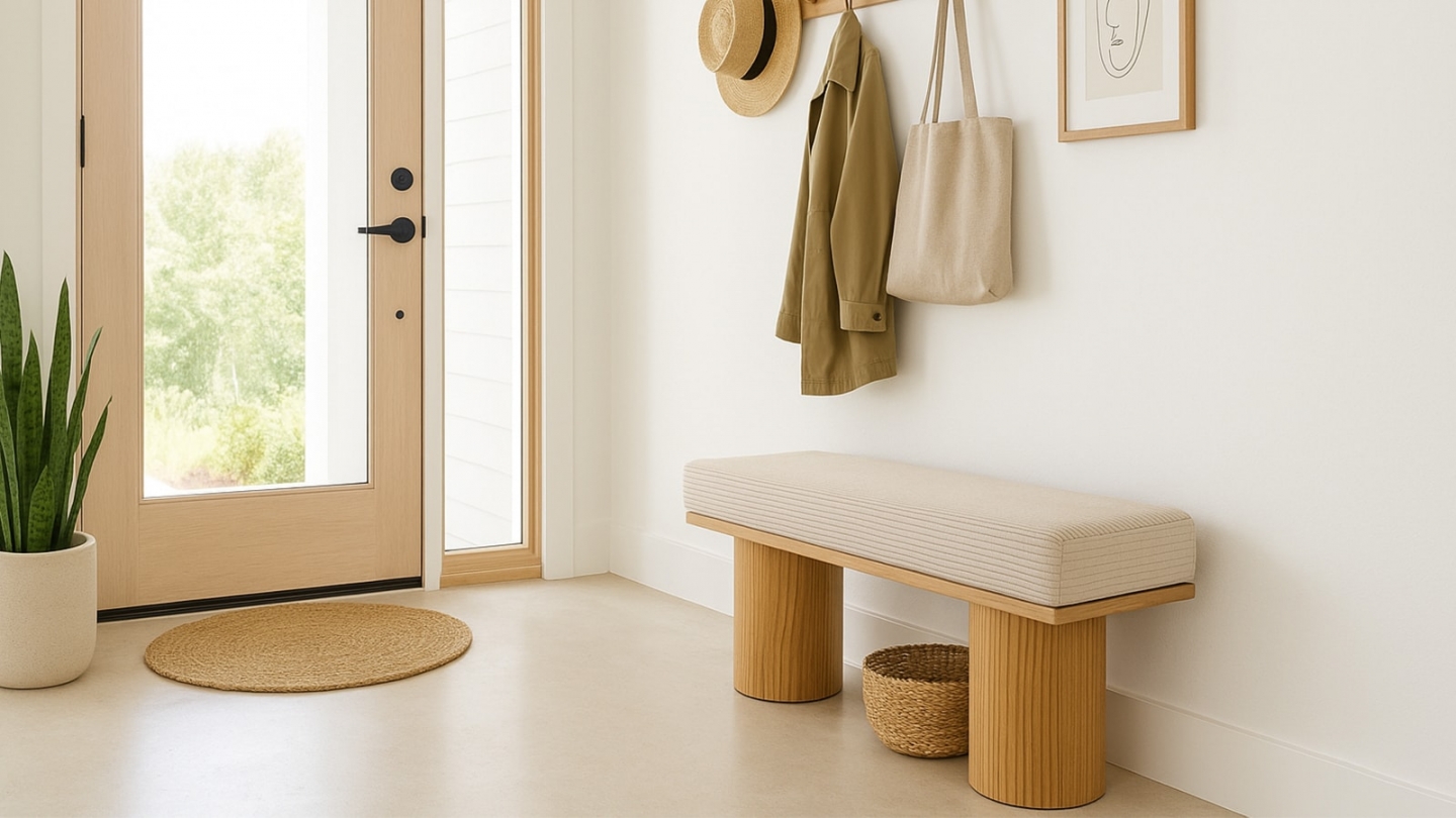 Banc en velours côtelé beige - Mahe