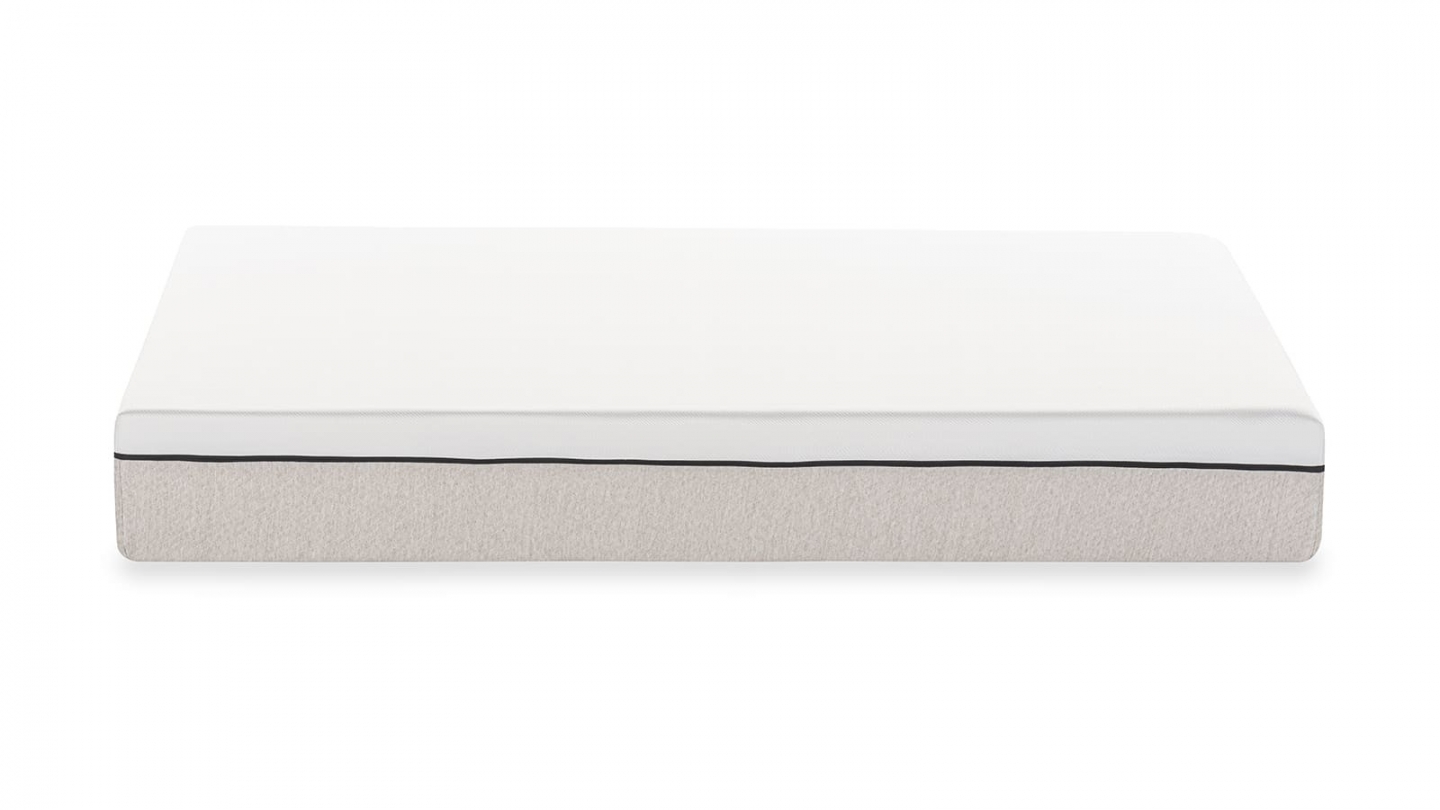 Ensemble Lit adulte 140x190cm avec tête de lit en tissu gris chiné - Milo + Matelas ressorts ensachés - Spring Elite
