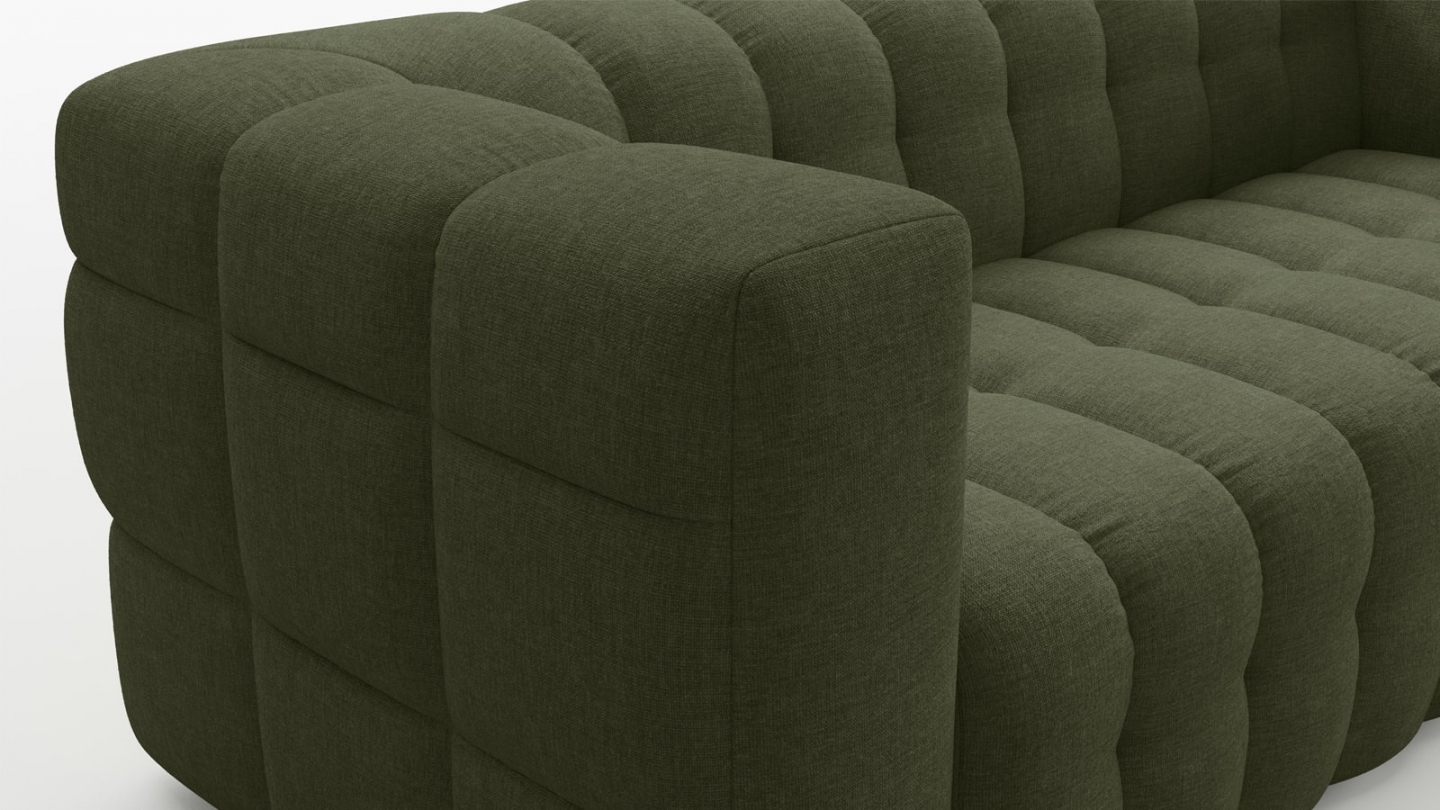 Canapé 3 places en tissu chenille vert olive - Cester