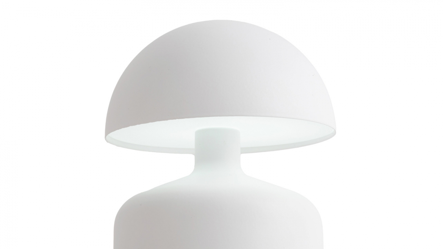Lampe de table champignon LED en métal blanc - Impetu