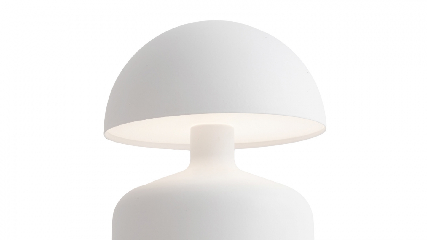 Lampe de table champignon LED en métal blanc - Impetu