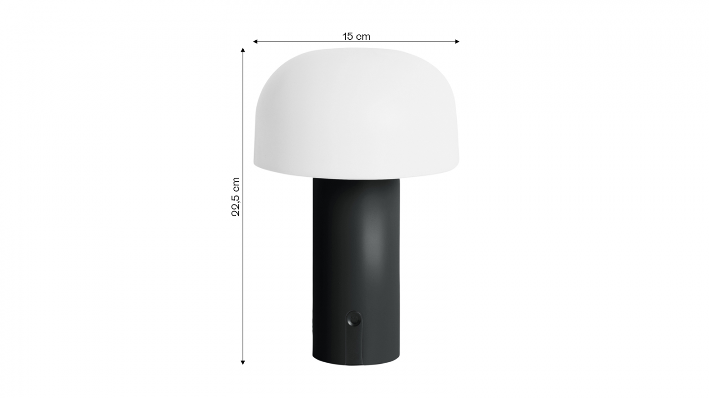 Lampe de table champignon LED en métal noir - Luca