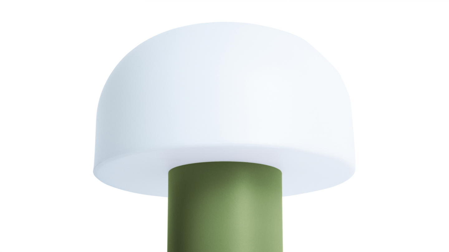 Lampe de table champignon LED en métal vert kaki - Luca