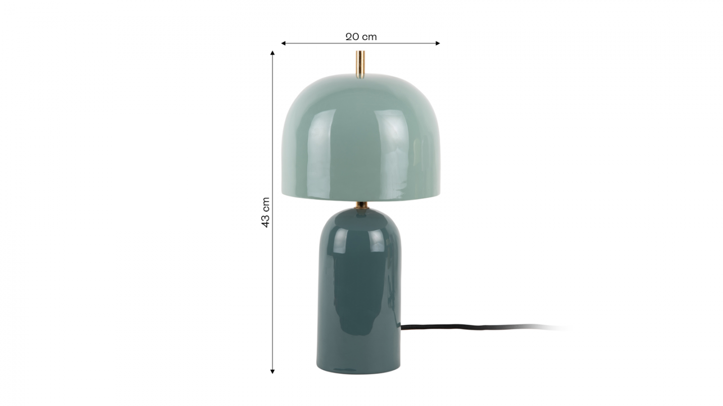 Lampe à poser champignon en métal émaillé bleu jean avec bleu brume - Rico