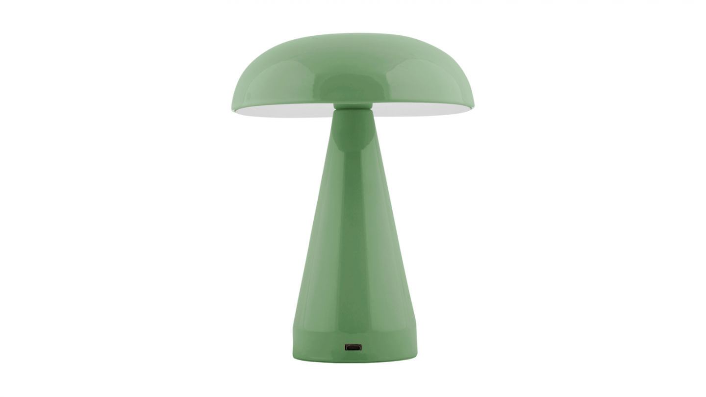 Lampe de table champignon LED en métal vert kaki - Rachel