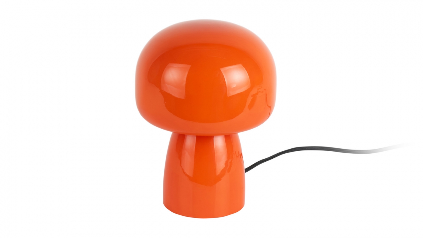 Lampe à poser champignon en verre orange vif - Fervor