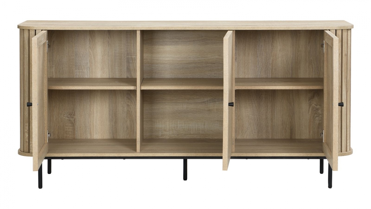 Buffet 3 portes rainurées couleur chêne L160xH78 cm - Solna