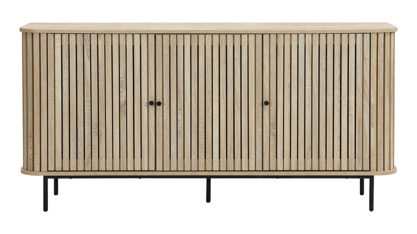 Buffet 3 portes rainurées couleur chêne L160xH78 cm - Solna