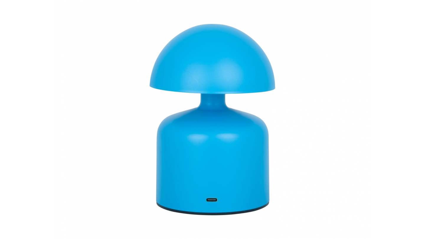 Lampe de table champignon LED en métal bleu - Impetu