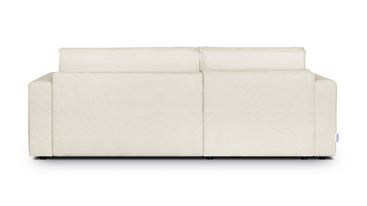 Canapé d'angle à gauche convertible 3 places en tissu chenille beige - Asti