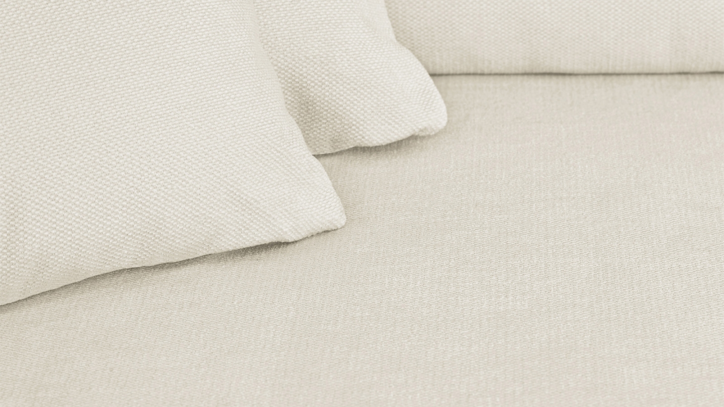 Canapé d'angle à gauche convertible 3 places en tissu chenille beige - Asti