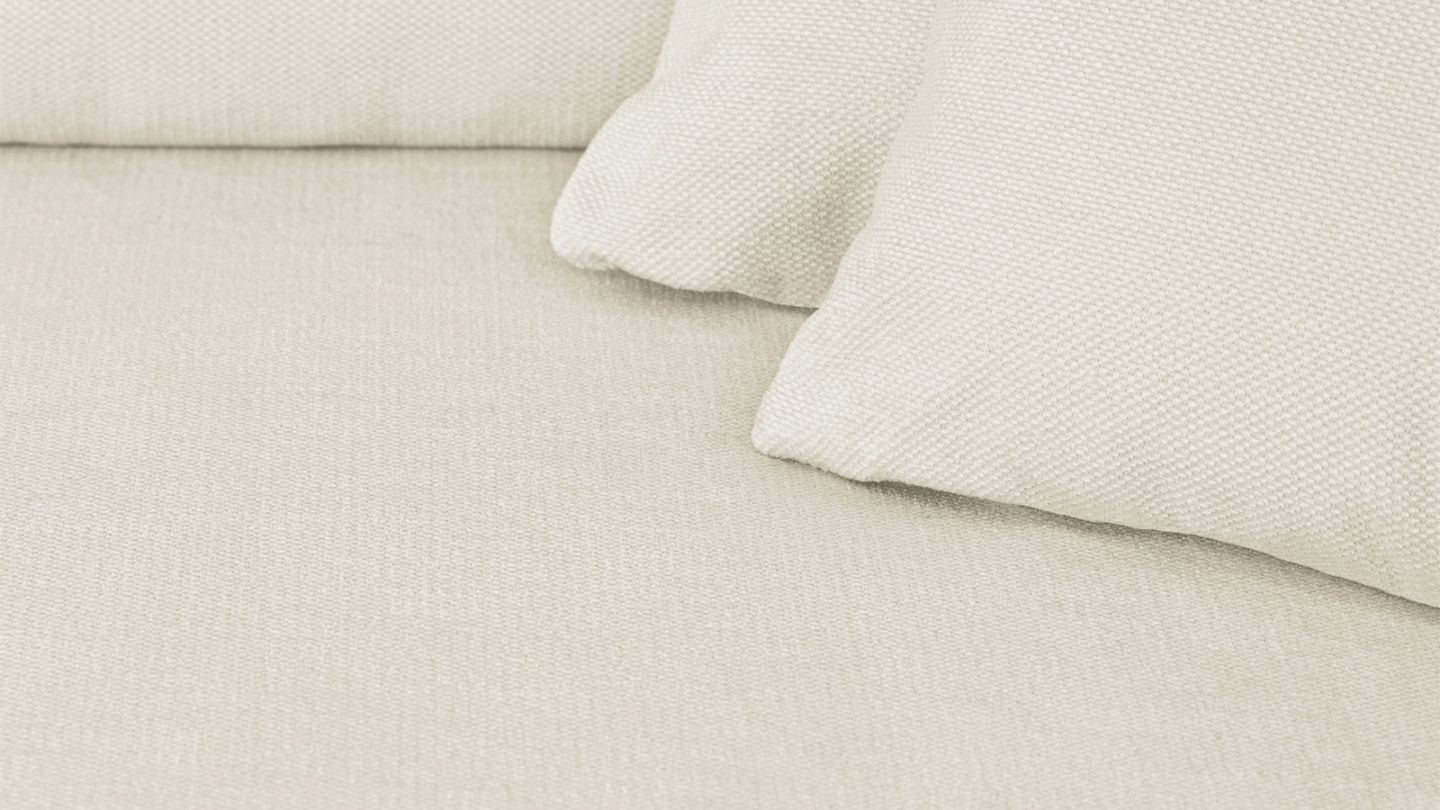Canapé d'angle à droite convertible 3 places en tissu chenille beige - Asti