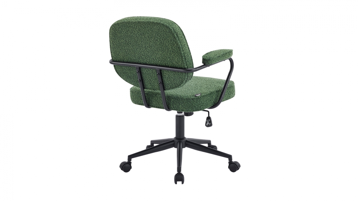 Fauteuil de bureau pivotant et réglable en hauteur en tissu bouclé vert - Ann