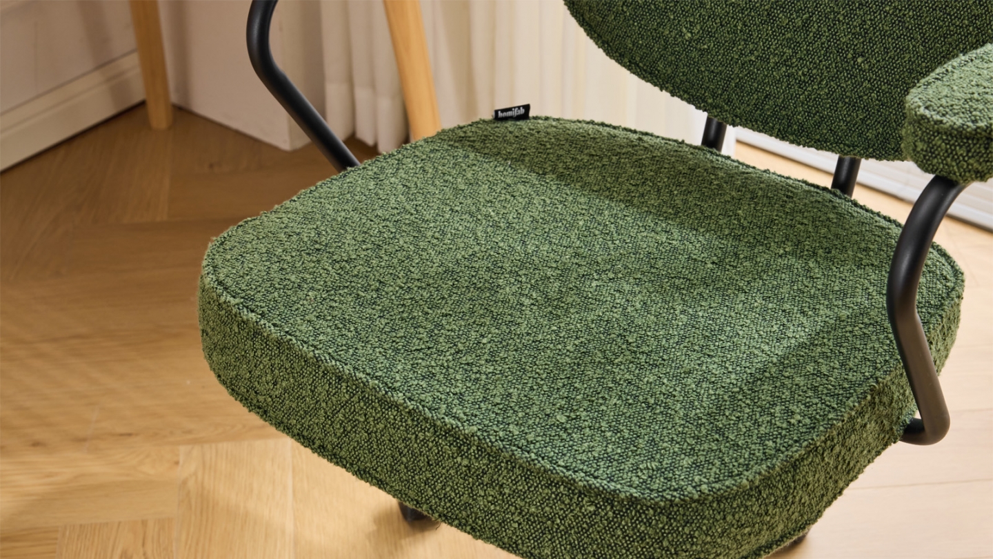 Fauteuil de bureau pivotant et réglable en hauteur en tissu bouclé vert - Ann