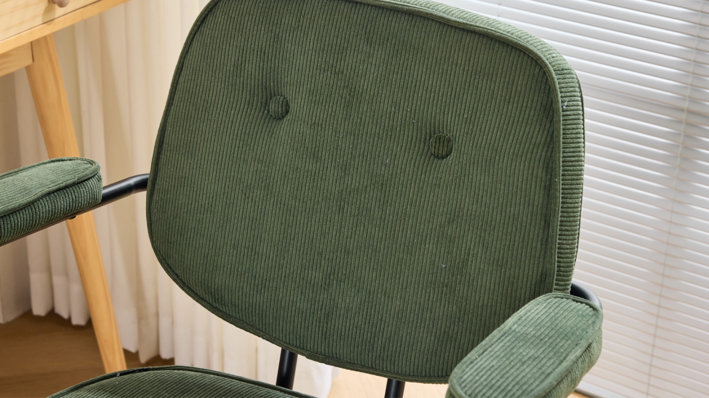 Fauteuil de bureau pivotant et réglable en hauteur en velours côtelé vert kaki - Ann