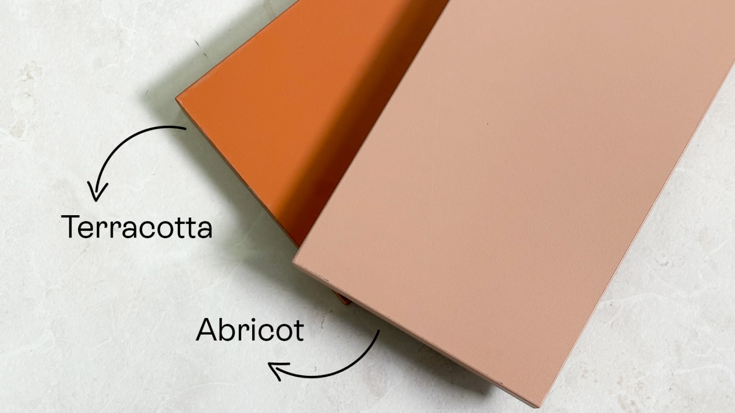 Meuble de salle de bain suspendu vasque à poser 90cm 1 tiroir Abricot + miroir + colonne ouverture gauche - Venice