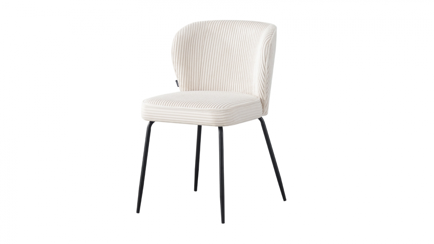 Lot de 2 chaises en velours côtelé beige - Tara