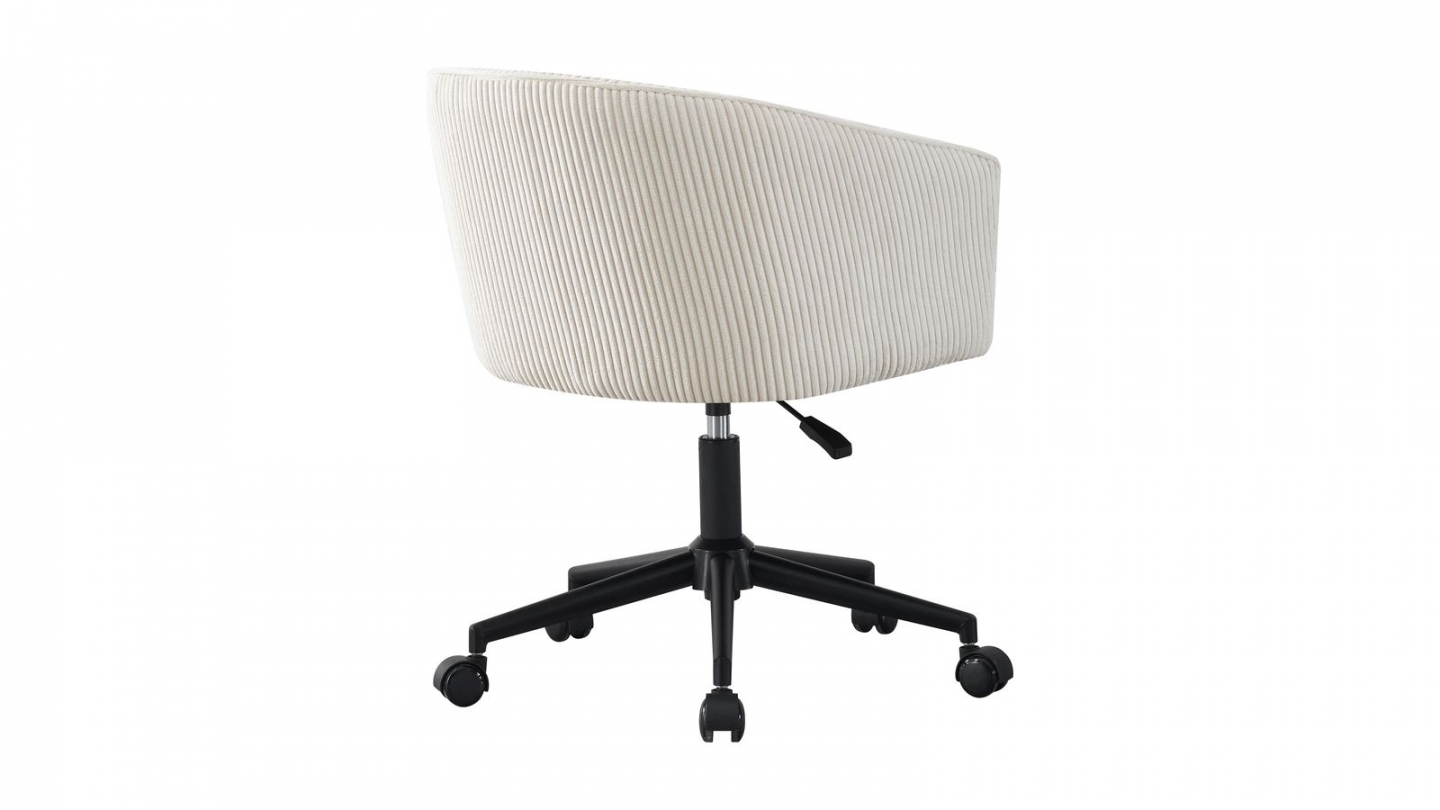 Fauteuil de bureau pivotant et réglable en hauteur en velours côtelé beige - Marlo